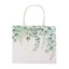 12 Pack White Green Eucalyptus Leaves Paper Party Favor Bags With Handles, Gift Goodie Bags - 6"x7"