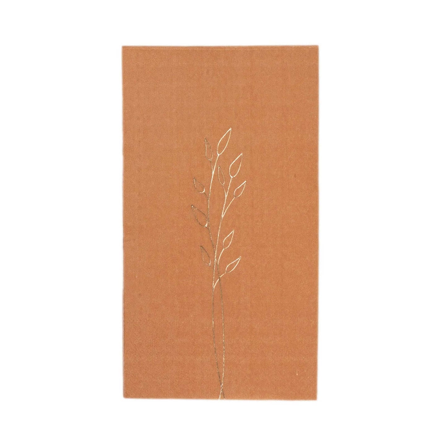 50-Pack Paper Dinner Napkins Terracotta (Rust) with Gold Embossed Leaf - Stylish 2-Ply Disposable Napkins for Weddings 18GSM