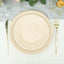 50-Pack Bagasse 8" Round Dessert Plates in Natural with Ribbed Rim