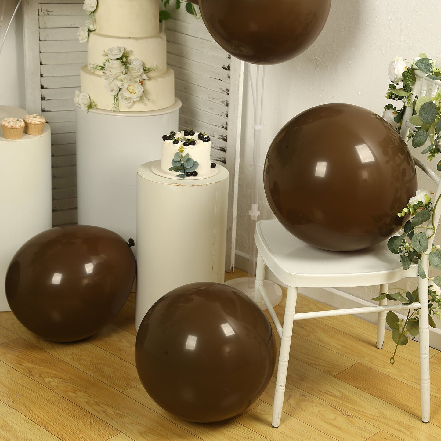 10 Pack Matte Pastel Cinnamon Brown Biodegradable Balloons 18", Round Eco-friendly Thick Latex Party Balloons