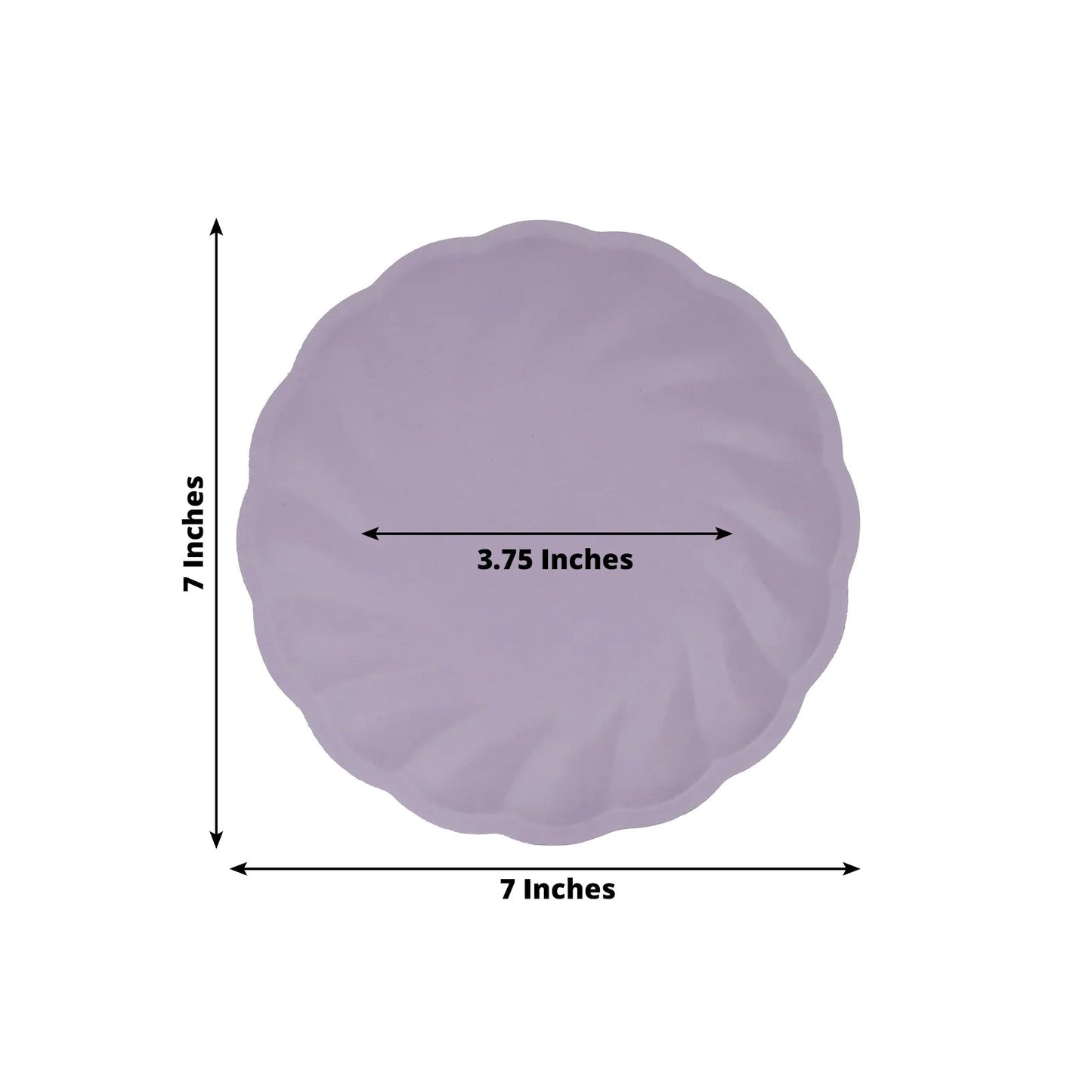 20 Pack Biodegradable Salad Plates in Lavender Lilac â€“ 7" Swirl Scalloped Pastel Color Compostable Bamboo Dessert Plates, Elegant Disposable Tableware