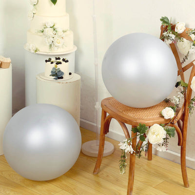 5 Pack Large Silver Biodegradable Balloons, 36" Thickened Extra Strong Eco-friendly Latex Helium Party Balloons