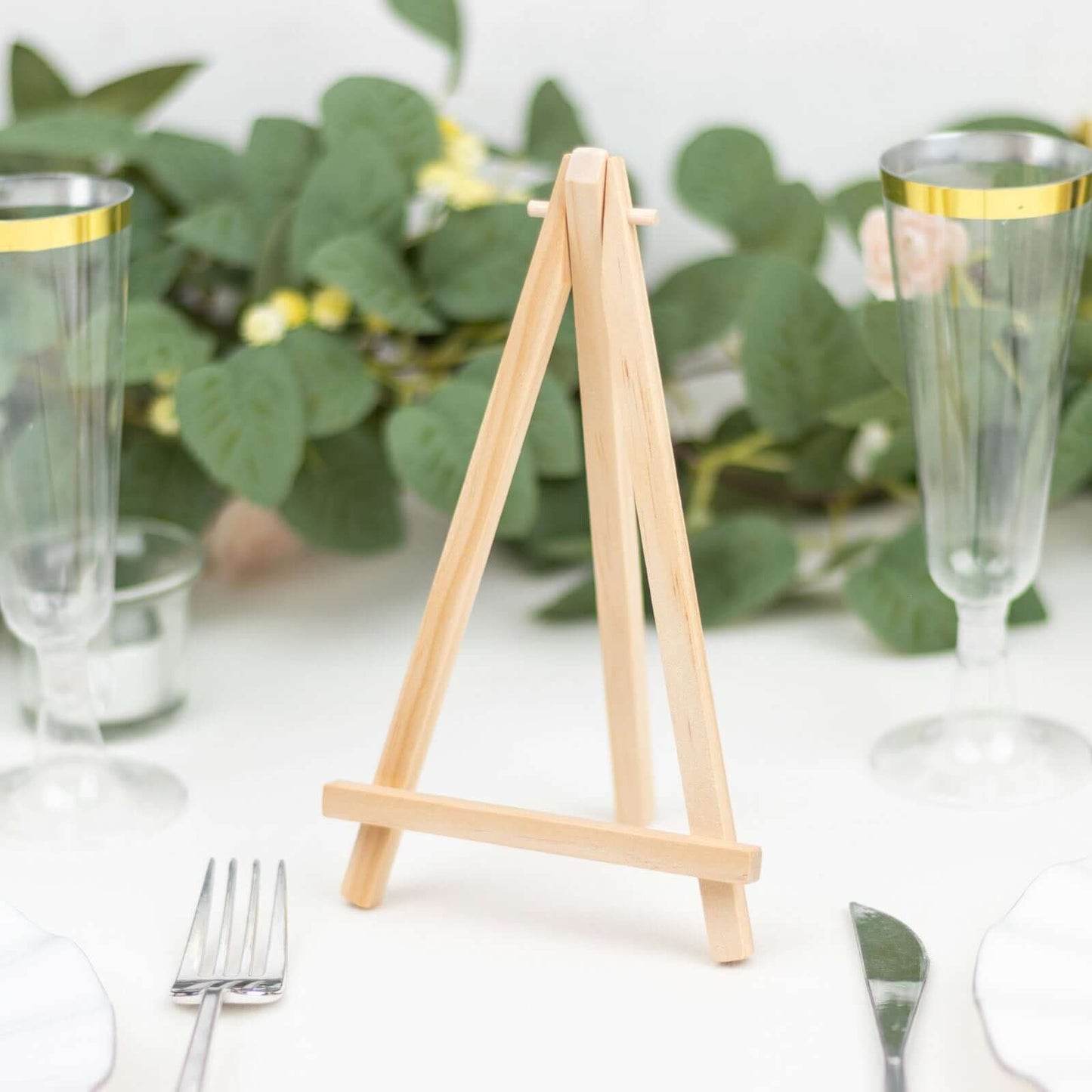10-Pack Wooden Display Easel Stands DIY Small Design Natural - Rustic Place Card Table Number Holders 7"