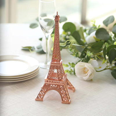 Eiffel Tower Table Centerpiece Metal Rose Gold - Stylish Decorative Cake Topper for Parties & Gatherings 10"