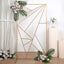 6ft Tall Gold Metal Rectangular Geometric Flower Frame Prop Stand, Wedding Backdrop Floor Stand With Cloudy Film Insert