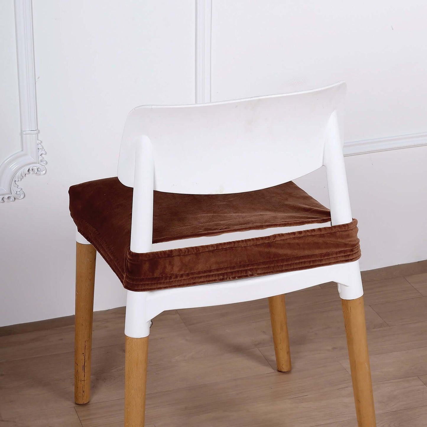 Velvet Chair Cushion Protector Stretch with Tie for Dining Chairs Copper - Durable Cover for Formal Gatherings