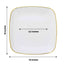 10-Pack Plastic 10" Square Dinner Plates in White with Gold Rim - Classy Disposable Lunch Party Plates for Weddings & Special Events