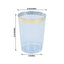 25-Pack Plastic Tumbler Cups Transparent Dusty Blue with Gold Rim - Stylish Disposable Party Glasses 10oz