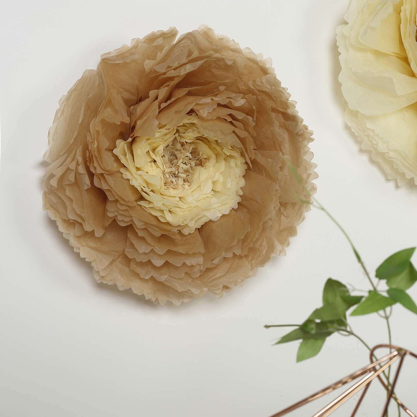 Set of 6 Taupe Natural Giant Carnation 3D Paper Flowers Wall Decor - 12",16",20"