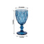 6-Pack Wine Glasses Ocean Blue Embossed Crystal Cut Design Stemmed - Colored Goblets for Parties & Events 12oz 7"