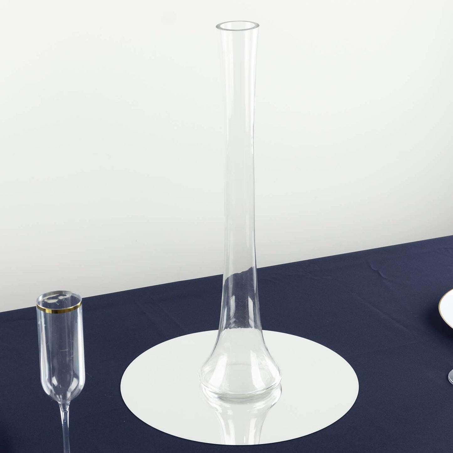 6-Pack Glass Eiffel Tower Vases Clear with Round Base - Tall Skinny Flower Bud Wedding Centerpieces 20"