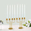 2-Pack Geometric Taper Candelabra 4 Arm Design Gold Metal Decorative Centerpiece - Perfect for Events 8"