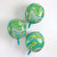3 Pack 13" Green Gold Marble Orbz Foil Balloons, 4D Sphere Mylar Balloons