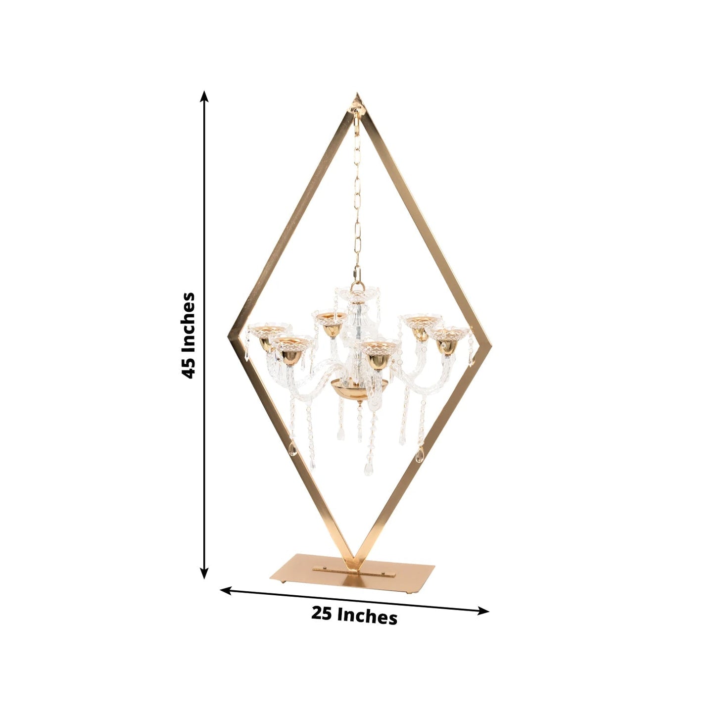 Gold 6-Arm Acrylic Candelabra Centerpiece â€“ 45" Tall Diamond Frame Table DÃ©cor with Candle Holders