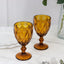 6-Pack Wine Glasses Amber Gold Embossed Crystal Cut Design Stemmed - Transparent Colored Goblets for Parties & Events 12oz 7"