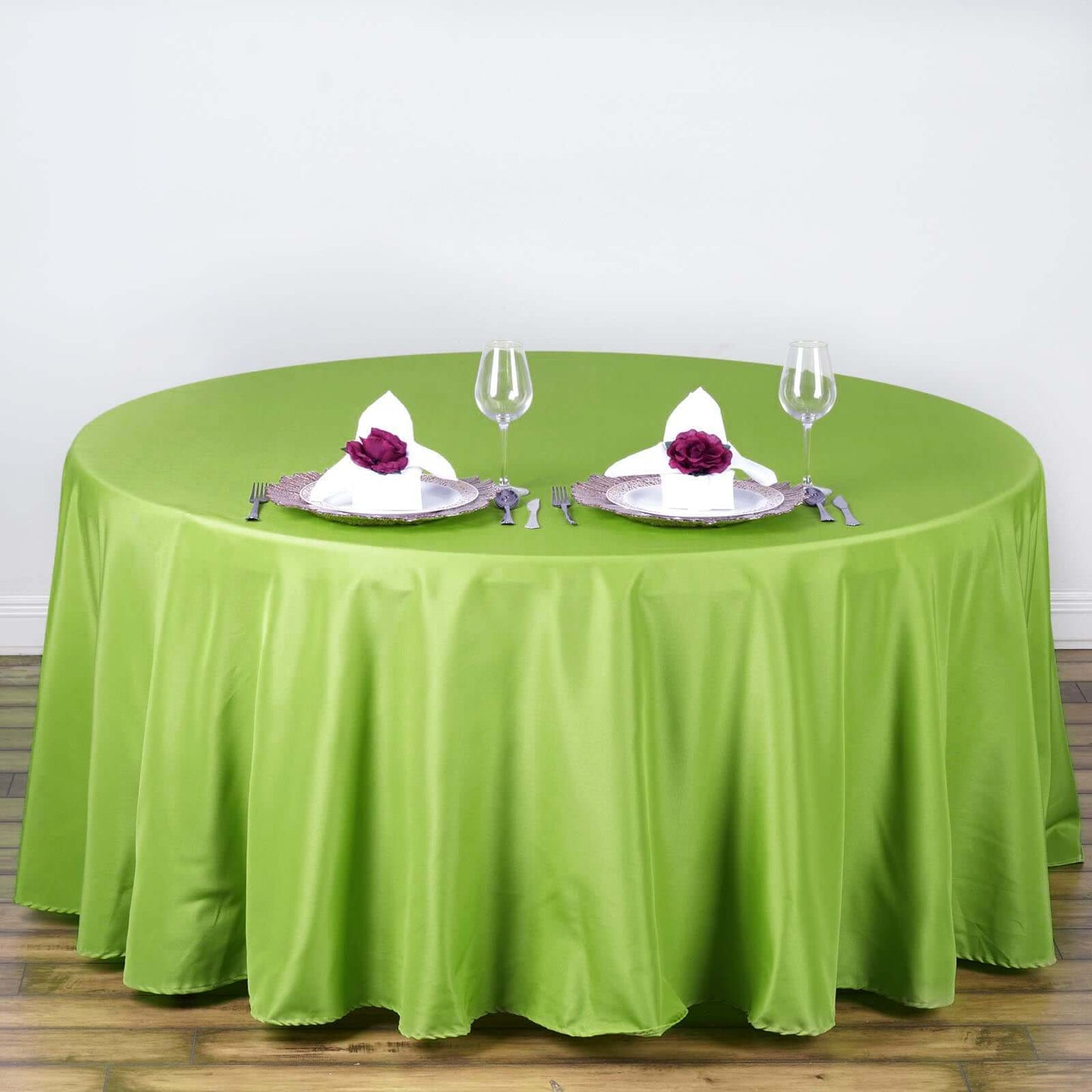 Polyester 108" Round Tablecloth Apple Green - Wrinkle-Resistant Table Cover