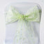 5 Pack Organza Chair Sashes with Satin Leaf Embroidery Apple Green - Reusable Sheer Design 7"x108"