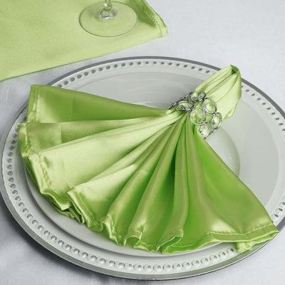 5 Pack Satin 20"x20" Napkins Apple Green - Luxurious Shine & Smooth Dinner Napkins