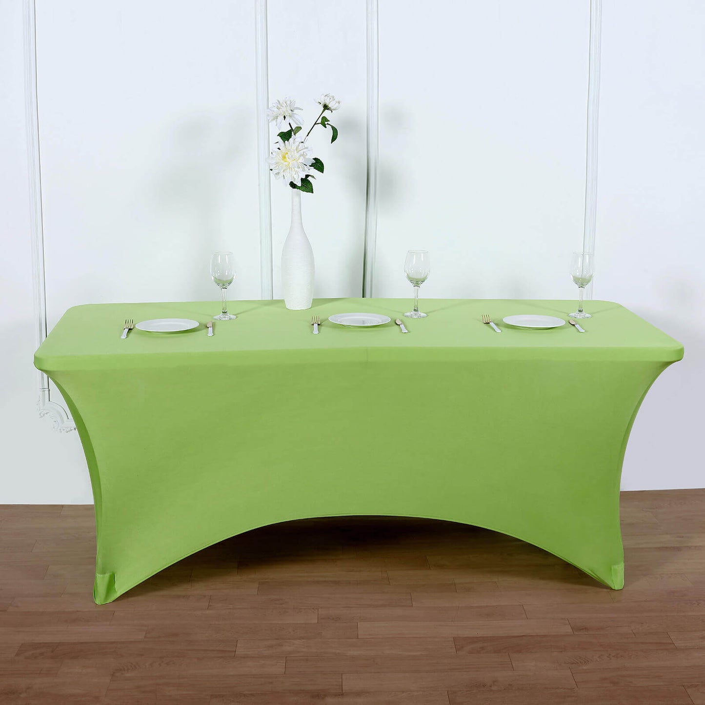 Stretch Spandex 6ft Rectangle Tablecloth Apple Green - Durable Form-Fitting Table Cover