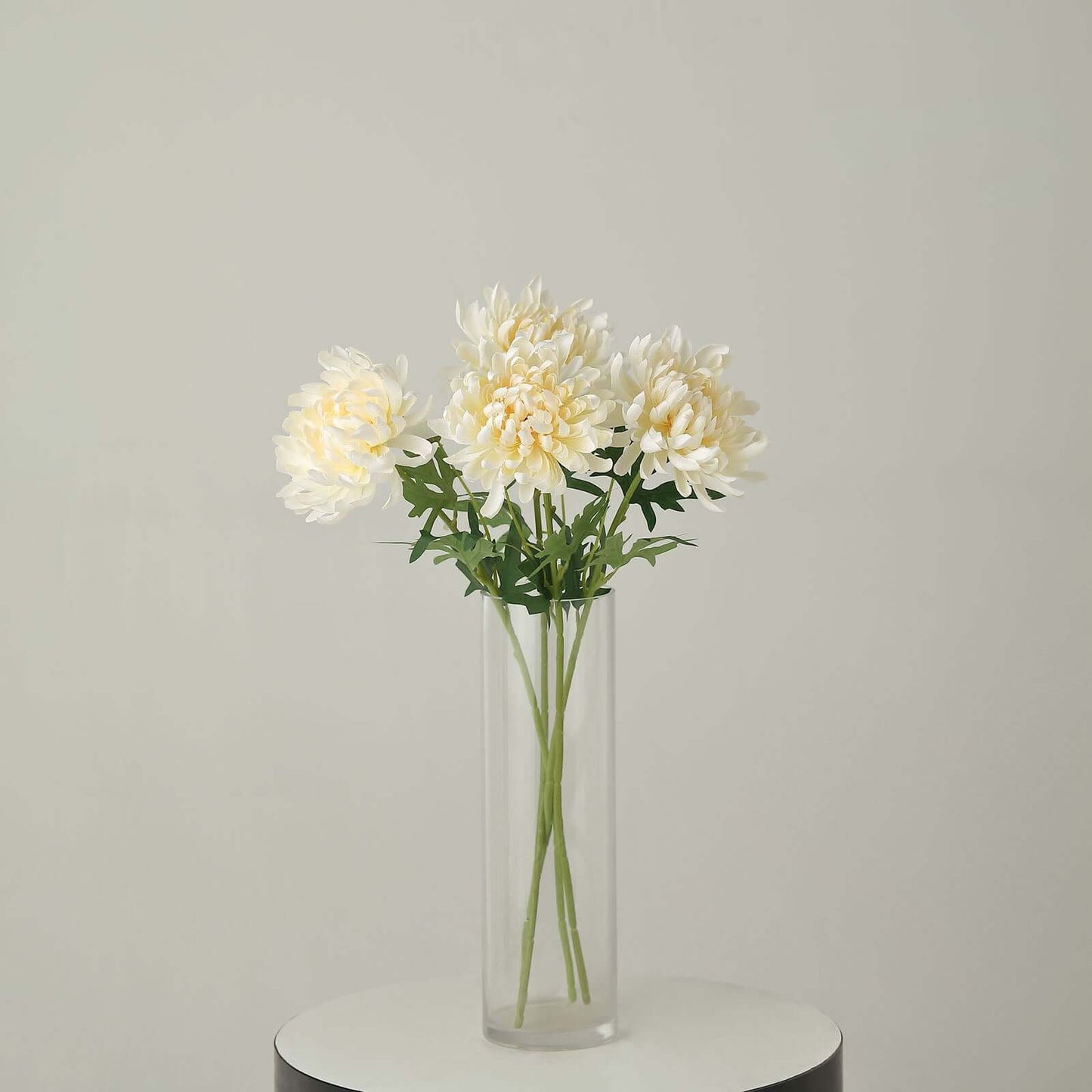 3 Stems Ivory 27" Artificial Silk Chrysanthemum Bouquet Flowers, Large Faux Mum Branches