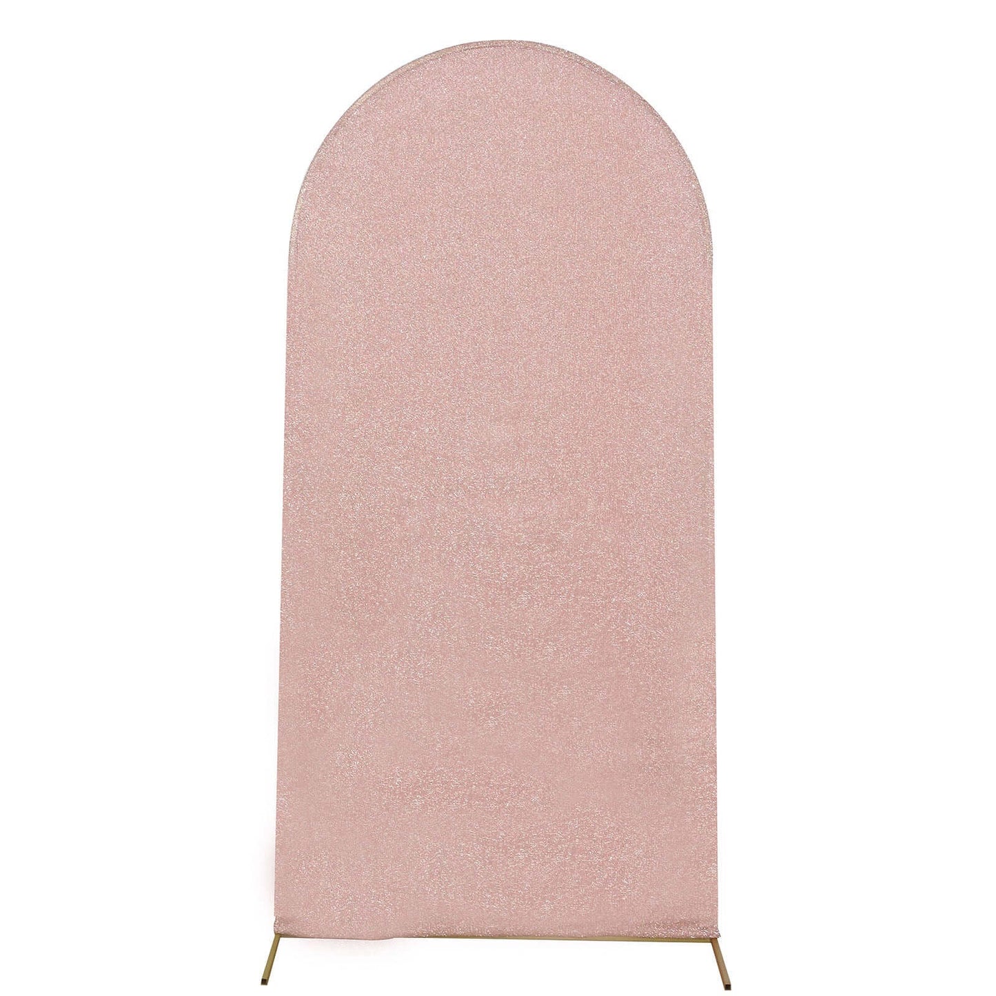 7ft Rose Gold Shimmer Tinsel Spandex Chiara Backdrop Stand Cover For Fitted Round Top Wedding Arch