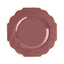 10-Pack Plastic Dinner Plates in Cinnamon Rose Baroque Design with Scalloped Gold Rim - Heavy Duty Disposable Party Plates 11"