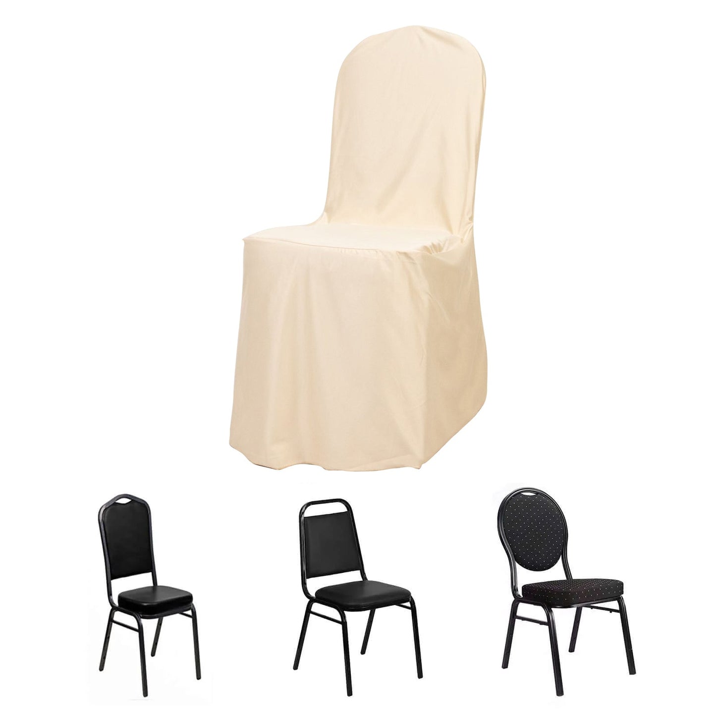 Scuba Stretch Chair Cover Beige for Banquet Chairs Slim Fit Design - Wrinkle Free and Durable Slipcover