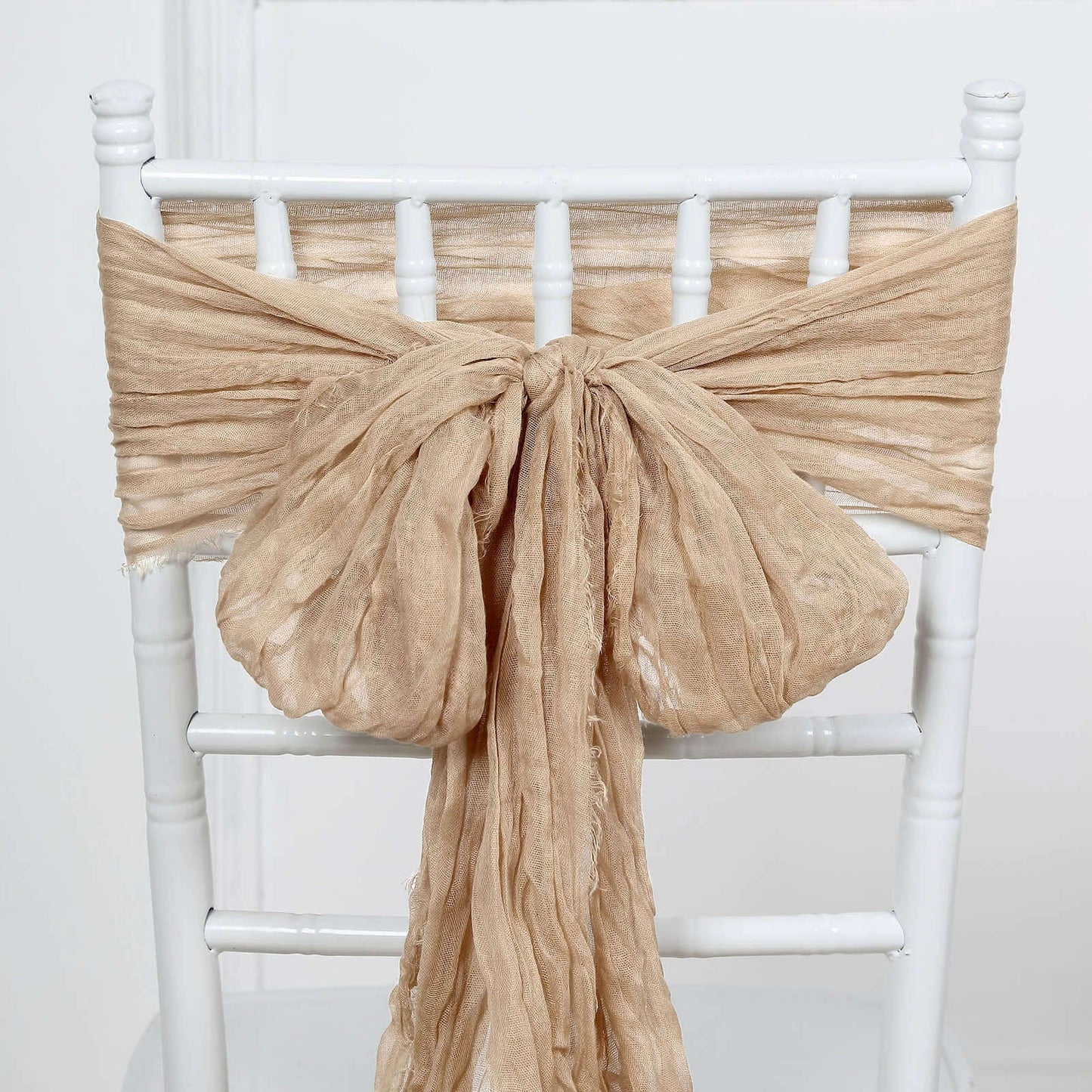 5 Pack Cheesecloth Gauze 16"x88" Chair Sashes Beige - Boho Chair Decorations