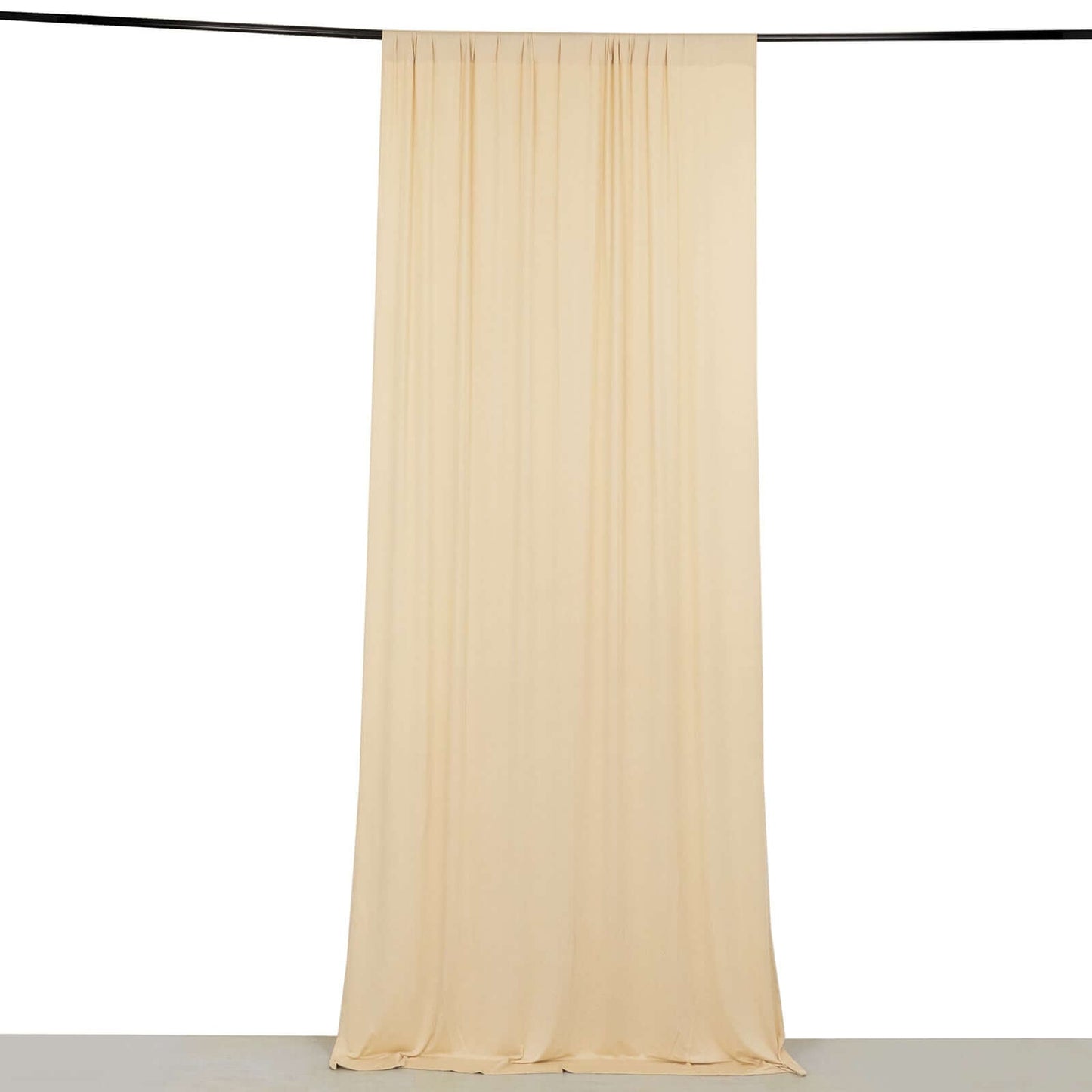 Beige 4-Way Stretch Spandex Event Curtain Drapes, Wrinkle Free Backdrop Event Panel with Rod Pockets - 5ftx10ft