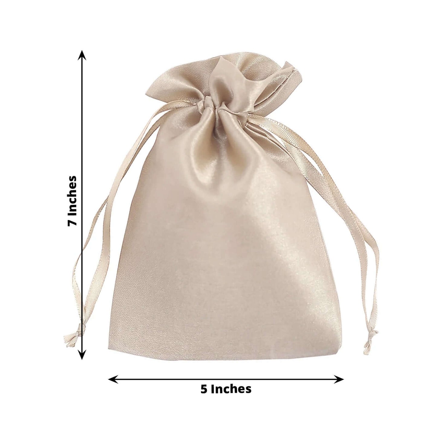 12 Pack 5"x7" Beige Satin Drawstring Wedding Party Favor Gift Bags