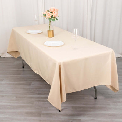 Premium Polyester 60"x102" Rectangle Tablecloth Beige - Durable 220GSM Wrinkle-Resistant Table Cover