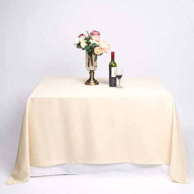 Polyester Square 90"x90" Tablecloth Beige - Wrinkle-Resistant & Durable Table Cover