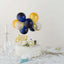 11 Pcs Balloon Cake Topper Clear, Gold and Navy Blue - Whimsical Clustered Mini Garland Cake Inserts DIY Party Decorations