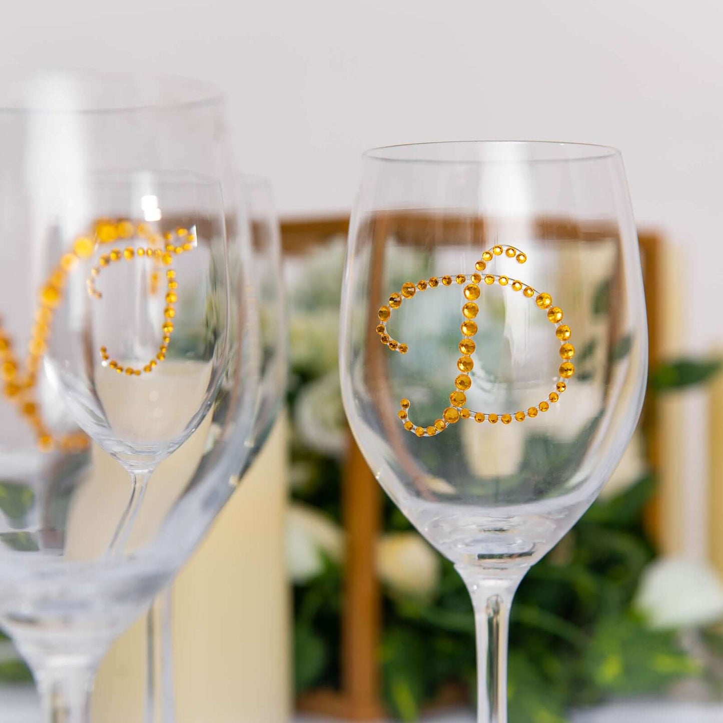 12 Pack 1.5" Gold Rhinestone Monogram Letter Jewel Sticker Self Adhesive DIY Diamond Decor - D