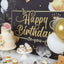 6ftx3ft Black Gold Happy Birthday Photo Booth Backdrop Decoration, Large Polyester Background Banner