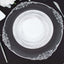 10-Pack Plastic 7" Round Dessert Plates in White with Silver Swirl Rim - Disposable Salad Plates