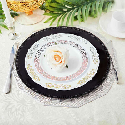 6-Pack Acrylic Round Charger Plates 13" in Black with Beaded Rim, Dinner Charger Event Tabletop Decor