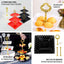 3-Tier Plastic Square Cupcake Stand Tower Black - Charming Disposable Dessert Display Serving Tray Platter with Heart Wavy Edge & Gold Top Handle for Tea Parties Weddings & Special Occasions 13"