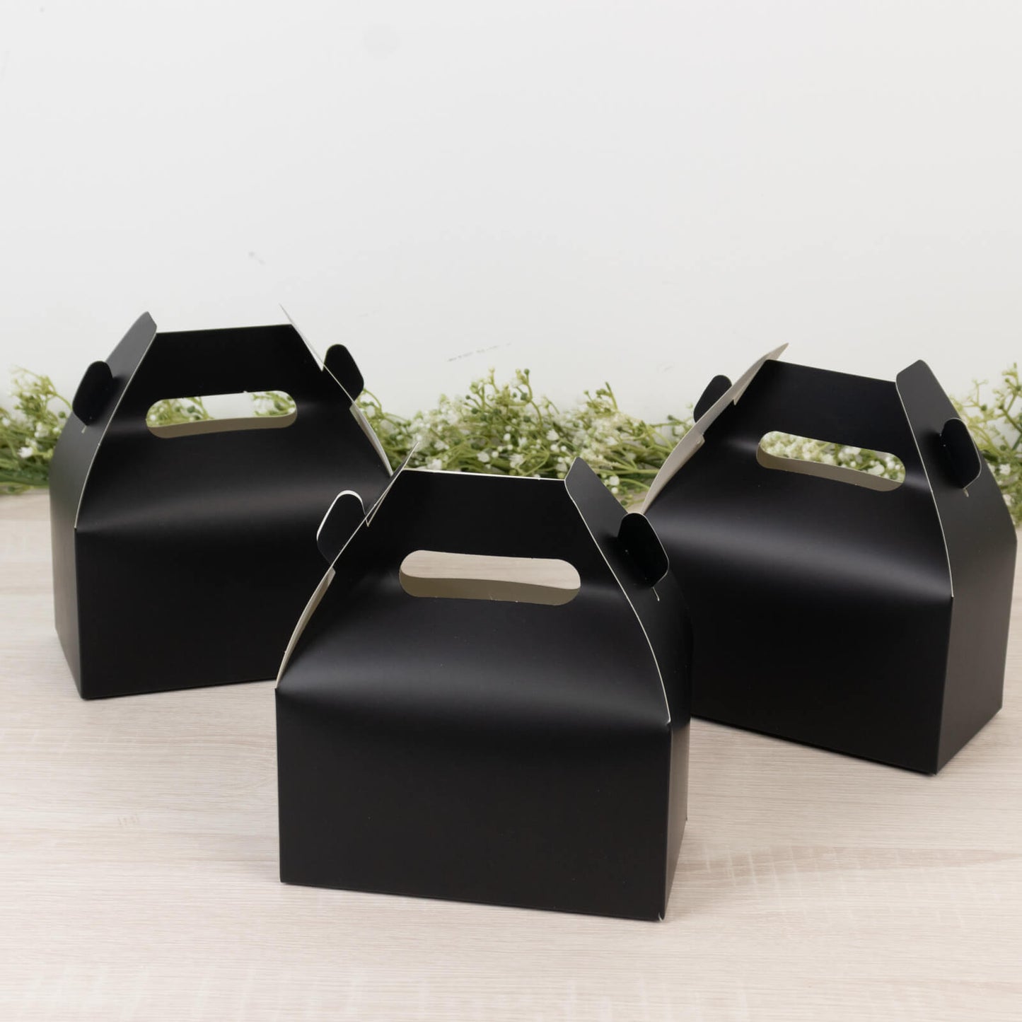25 Pack Candy Gift Tote Gable Boxes, Matte Black Party Favor Treat Boxes - 6"x3.5"x7"