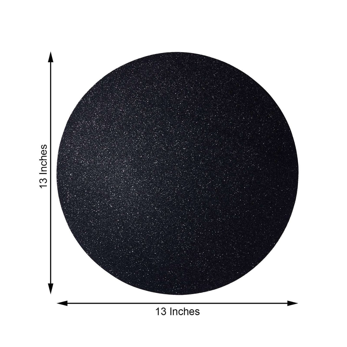 6-Pack Placemats Glitter Design Black Sparkle Round - Non-Slip Decorative Dining Table Mats 13"