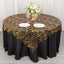 Mesh 72"x72" Table Overlay Square Tablecloth Black Gold - Wave Embroidered Sequins Table Topper