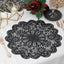 6-Pack Dining Table Mats Floral Lace Design Black - Vinyl Non-Slip Surface with Vintage Appeal 15"