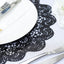 6-Pack Dining Table Mats Floral Lace Design Black - Vinyl Non-Slip Surface with Vintage Appeal 15"