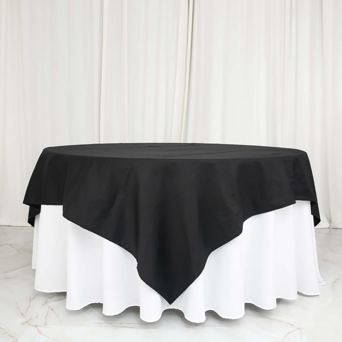 100% Cotton 90"x90" Table Overlay Square Tablecloth Black Linen - Soft & Breathable Fabric Table Topper