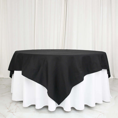 100% Cotton 90"x90" Table Overlay Square Tablecloth Black Linen - Soft & Breathable Fabric Table Topper
