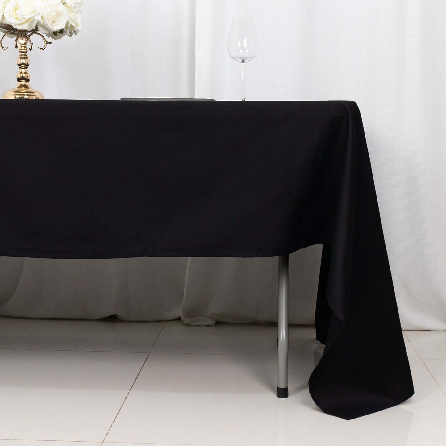 100% Cotton 60"x126" Rectangle Tablecloth Black Linen - Sophisticated, Soft & Breathable Table Cover