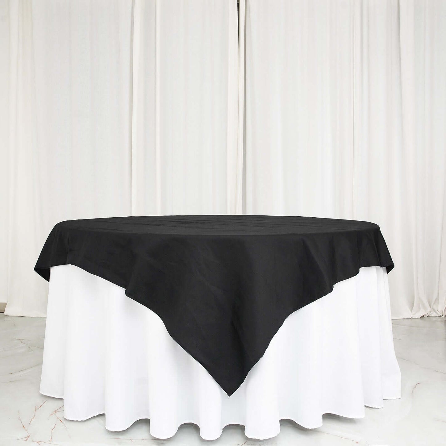 100% Cotton 70"x70" Table Overlay Square Tablecloth Black Linen - Soft & Breathable Fabric Table Topper