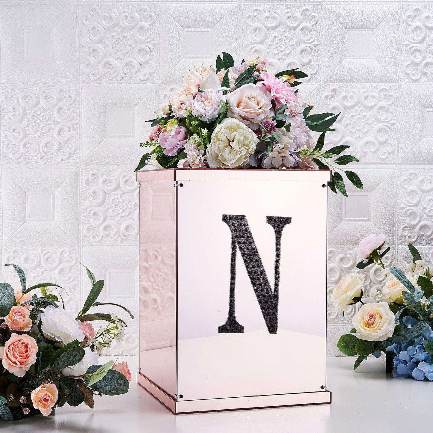 Decorative Rhinestone Alphabet "N" Letter Stickers, Glitter Adhesive Craft Letters Black DIY Sparkle Embellishments 8"