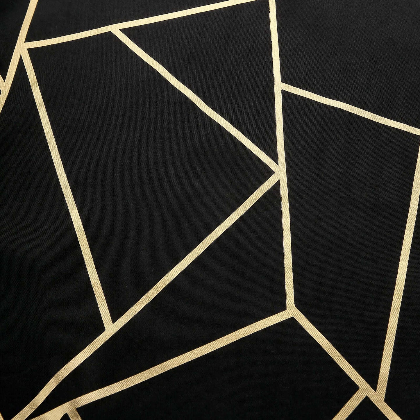 5 Pack Polyester 20"x20" Napkins Black with Gold Geometric Foil Pattern - Modern Reusable Dinner Napkins