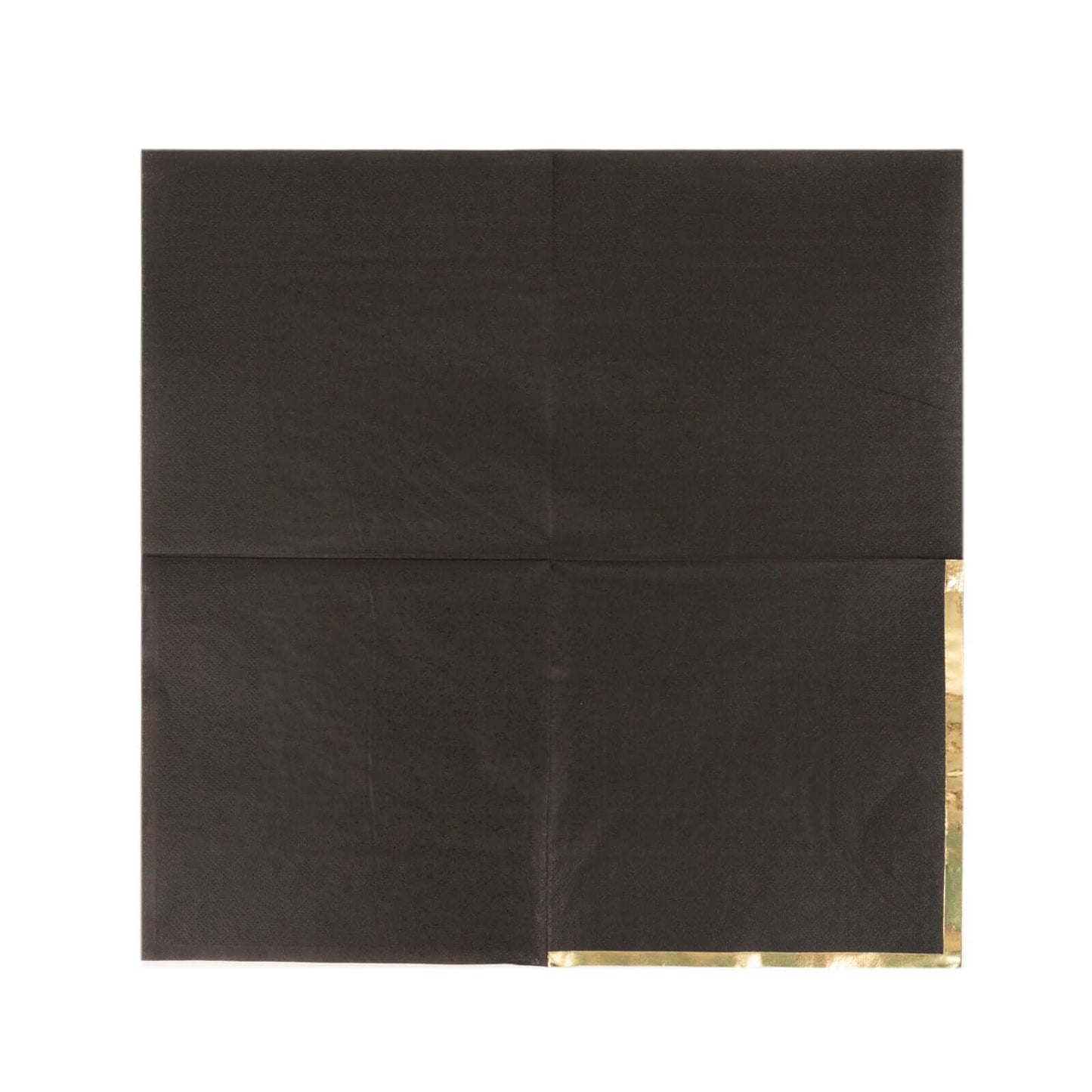 50-Pack Paper Beverage Napkins with Gold Foil Edge Black - Disposable 2 Ply Cocktail Napkins for Events 6.5"x6.5"